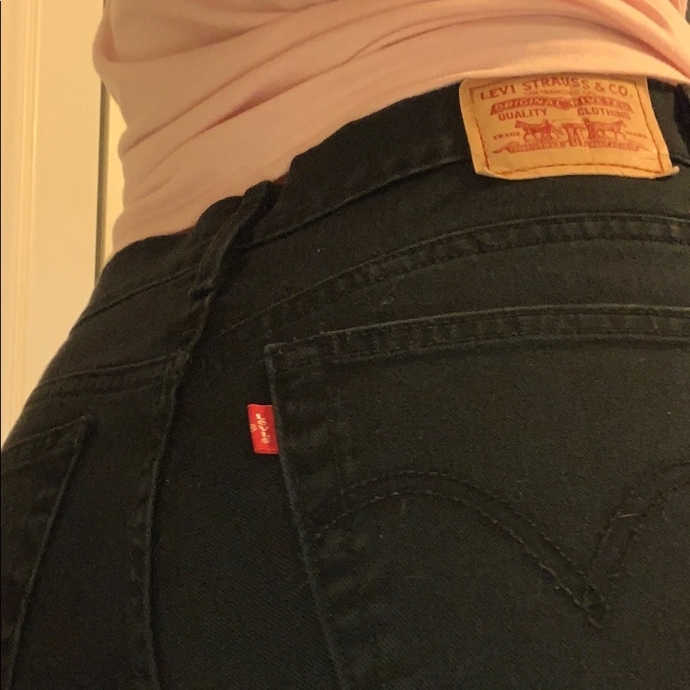 LEVIS 550 RELAXED BOOT CUT BLACK DENIM JEANS